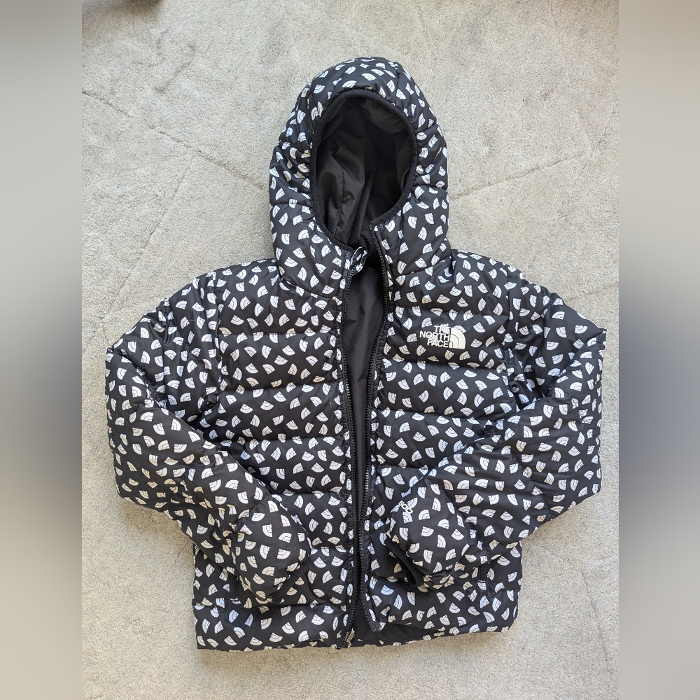 Reversible The North Face Kids' Patterned Black and White Puffer Jacket